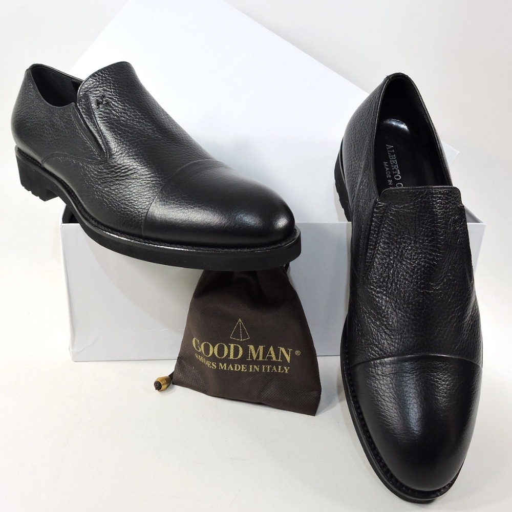 ALBERTO CICCIOLI 🇮🇹 MEN'S BLACK SOFT LEATHER COMFORT LOAFERS - Picture 8 of 8